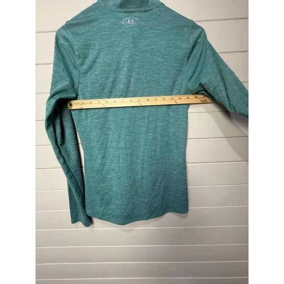 Under Armour Women's Teal Heathered Quarter Zip Long Sleeve Athletic Top SM - Picture 7 of 7